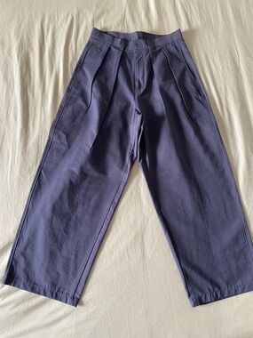 Men's OLIVE Clothing Navy Pleated Wide Leg Chino Pants